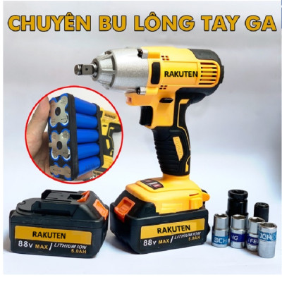 Máy siết bulong RAKUTEN 88V tặng đầu chuyển thành máy bắn tôn.máy bắt vít 