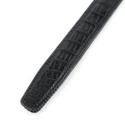 HC4282 - Dây nịt nam Huy Hoàng da cá sấu đan viền 3,5P gai màu đen