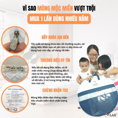 Màn Chụp , Mùng Chụp Cao Cấp Mộc Miên Đỉnh Rộng - Kích Thước 1,4mx2m Trắng Viền Hồng ( Hà Nội )