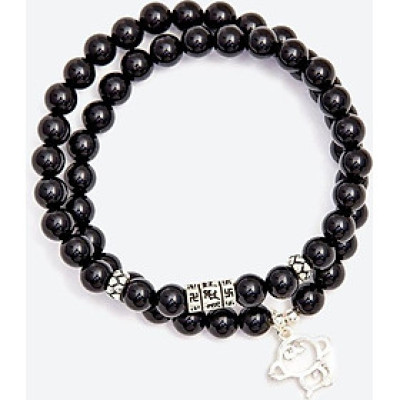 Vòng tay 2 line đá thiên thạch phối mokey king Ngọc Quý Gemstones