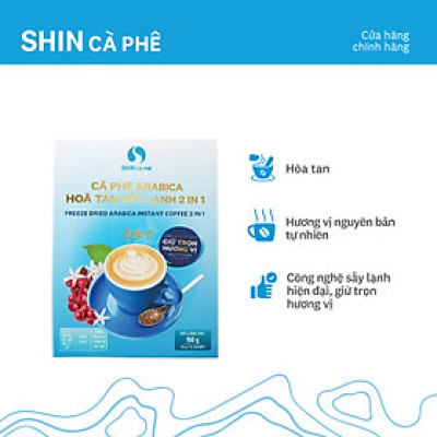Cà phê hòa tan Arabica sấy lạnh 2 in 1 - SHIN Cà Phê - Hộp 10 gói