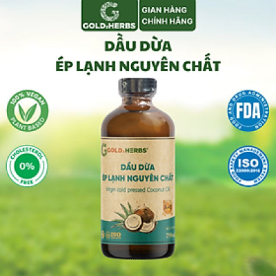 Dầu dừa ép lạnh nguyên chất GoldzHerbs - Chai 120ml/ 250ml