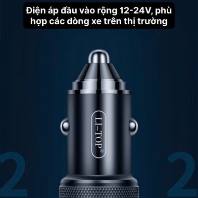 Củ sạc xe hơi Li-Top QC22 công suất 100W sạc siêu nhanh phù hợp các loại ô tô, có QR check hàng chính hãng