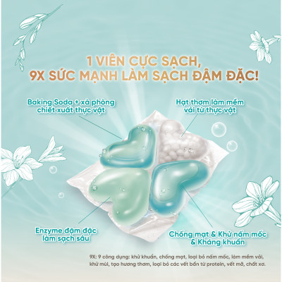 Viên giặt xả Mao Bao - Chống nấm mốc và kháng khuẩn 10g*25 viên (Hương mẫu đơn và hổ phách)