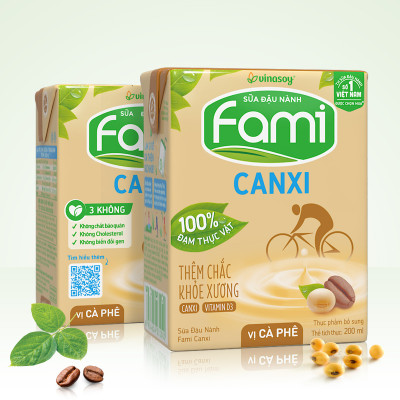 Thùng Sữa đậu nành Vinasoy Fami Canxi vị Cà Phê (200ml x 36 Hộp)