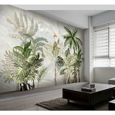 Tranh dán tường 3d lá nhiệt đới đẹp xuất sắc cho không gian sống của bạn, tranh tích hợp sẵn keo