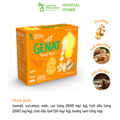 [QUÀ TẶNG] Kẹo Genat Gừng Plus - Isomalt sugar (Hộp 20 viên) - Giao 2H HCM