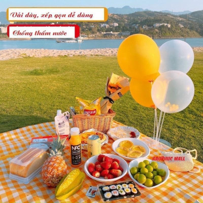 Thảm Dã Ngoại Picnic Hoạ Tiết Caro, Gấp Gọn Agnite - Thảm Cắm Trại, Đi Du Lịch, Đi Phượt, Chụp Ảnh