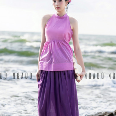 Áo yếm hồng NGADO , áo kiểu nữ , áo thiết kế