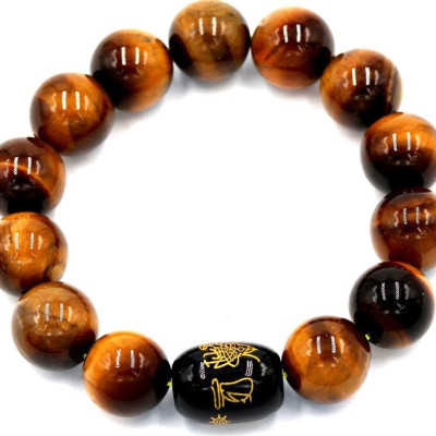 Vòng tay chuỗi hạt đá mắt hổ 14 ly Thái tuế phù DTTD28