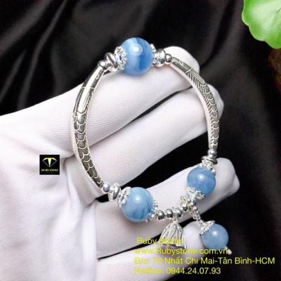 Lắc bạc đá aquamarin xinh yêu cho nàng