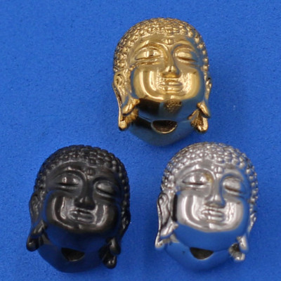 Vòng đeo tay đá mắt hổ đỏ đen 14 ly cẩn hạt Phật A Di Đà inox đen VMHOENLE14 - hợp mệnh Hỏa, mệnh Thổ