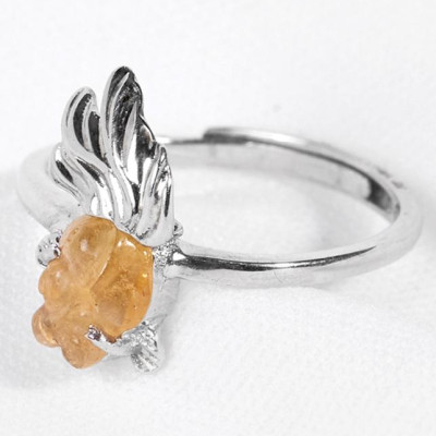 Nhẫn Bạc Cá 3 Đuôi Tourmaline Vàng Ngọc Quý Gemstones