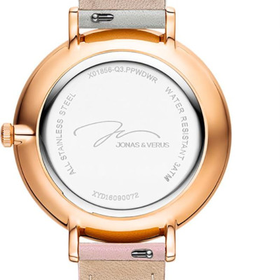 Đồng hồ đeo tay Nữ hiệu JONAS & VERUS X01856-Q3.PPWDWR, Máy Pin (Quartz), Kính sapphire chống trầy xước, Dây Da Italy
