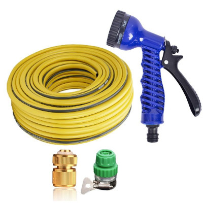 Bộ dây vòi xịt rửa xe, tưới cây, dọn dẹp nhà cửa 7-10m (cút đồng nối nhựa xanh) 206843