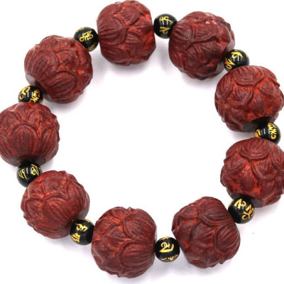 Vòng tay chuỗi hạt hoa sen gỗ trắc đỏ HSDCT36
