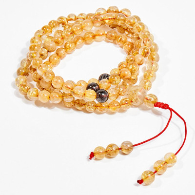 Vòng chuỗi hạt đeo tay 108 viên đá thạch anh tóc vàng 6mm mệnh thủy , kim - Ngọc Quý Gemstones