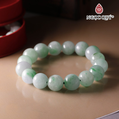 Vòng tay cẩm thạch xanh lý hạt 13mm mệnh mộc hỏa - Ngọc Qúy Gemstones