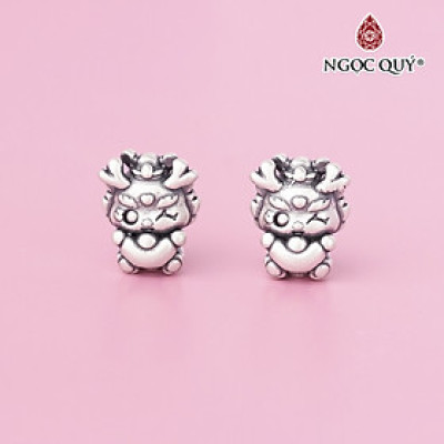 Charm bạc rồng hoàng đạo xỏ ngang - Ngọc Quý Gemstones