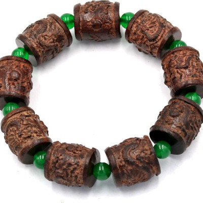 Vòng tay chuỗi hạt trụ rồng gỗ đàn hương TRNCS11