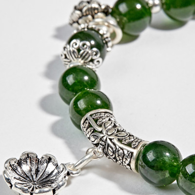 Vòng Diopside Aaa Phối Charm Bạc (8mm) Ngọc Quý Gemstones