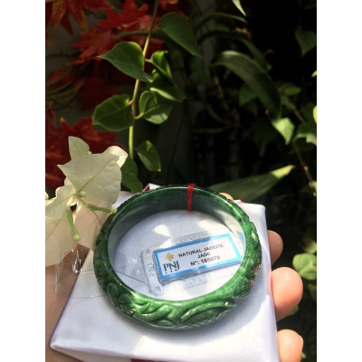 VÒNG TAY  Nữ TRẠM RỒNG VIP 53mm bản cao 14mm độ dầy vòng 7,2mm XANH ĐẬM ĐÃ KIỂM ĐỊNH P No 165070 CHẤT LIỆU 100% ĐÁ TỰ NHIÊN ĐẸP phù hợp các Chị mệnh thủy môc hỏa 53kg đến 60kg đeo ạ