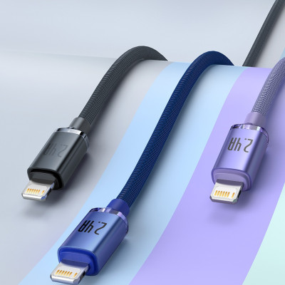 Cáp sạc nhanh và truyền dữ liệu Ba-se-us Crystal Shine Series Fast Charging Data Cable USB to iP 2.4A - Hàng chính hãng