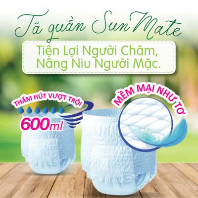 Combo 2 Tã Quần Người Lớn Sunmate Mềm Mại M9 (9 Miếng)