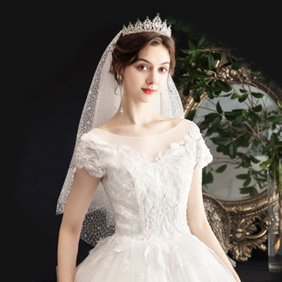 Combo Vương miện cô dâu, bông tai nụ đá và voan lúp cài tóc cô dâu ngày cưới