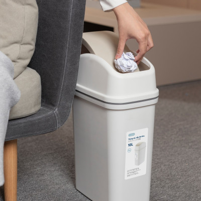 [Loại Kèm Ruột] Thùng Rác nắp lật Hiro 5L- 10L-15L (Tặng kèm Sticker Cute) kháng khuẩn, ngăn mùi hôi hiệu quả- Chính hãng INOCHI