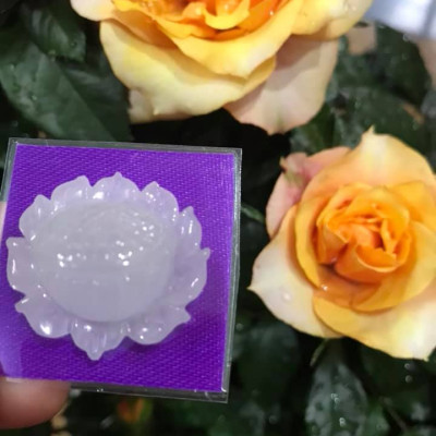 MẶT DÂY CHUYỀN BÔNG SEN TRẮNG TINH BÓNG ĐẸP 100% ĐÁ CẨM THẠCH TỰ NHIÊN NỮ MỆNH KIM THỦY 28MM