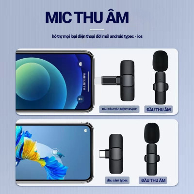 Micro Thu Âm không Dây Dành cho điện thoại Android Cổng Type C , máy tính bảng chất lượng cao Hỗ Trợ Quay Video Livestream - hàng nhập khẩu