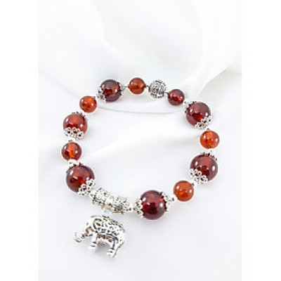Vòng Tay Mệnh Hỏa, Thổ Đá Garnet Mix Charm Con Voi