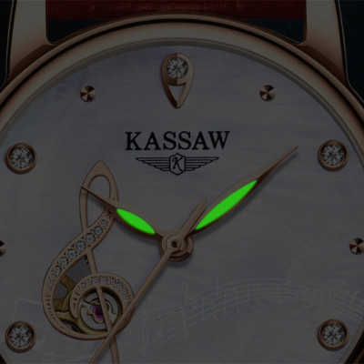 Đồng hồ nữ chính hãng KASSAW K815-1 ,Fullbox, Kính sapphire ,chống xước,chống nước,mặt trắng vỏ vàng hồng dây da, thép không gỉ 316L, Mới 100%,Bảo hành 24 tháng,thiết kế lộ cơ đơn giản,trẻ trung và sang trọng