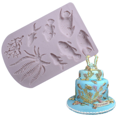 Khuôn silicon làm bánh, rau câu cá biển, san hô, rong biển - Mã số 1098