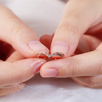 Nhẫn bạc nữ lông vũ 925 mạ vàng hồng 18k tphcm Gix Jewel N05