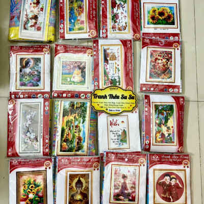 Tranh thêu Phong cảnh làng quê (thêu 3D) AL53313, kích thước 93x76 cm