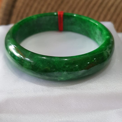 Vòng Tay Đá cẩm thạch Bản HEST I 52mm Xanh Sơn Thủy Đậm bóng đẹp Size 52mm x cao 13mm x dầy 7mm Nữ mệnh Thủy Mộc 51kg - 55kg đeo ạ