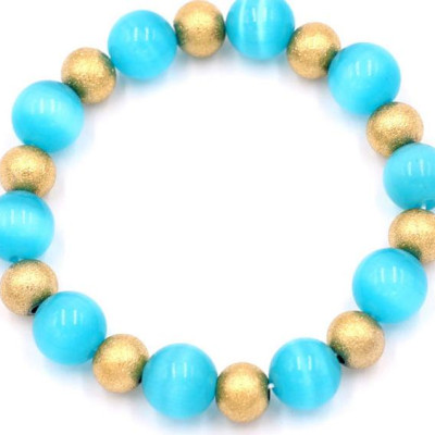 Chuỗi tay phong thủy - đá mắt mèo xanh ngọc 10 ly VMEXNHVT1 - hợp mệnh Thủy, mệnh Mộc