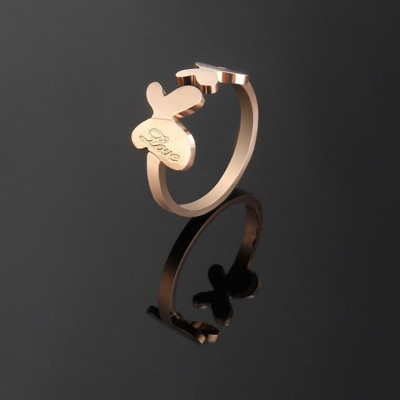 Nhẫn titan nữ thời trang freesize bướm hở cách điệu thép không gỉ titanium 3h jewelry 3 màu NNUT36