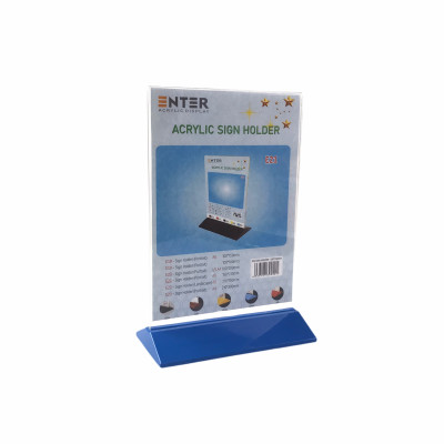 Kệ mica 2 mặt Enter E21 150x210mm đế màu A5 đứng, Kệ menu nhà hàng, Standee mica để bàn, Bảng quét mã QR Code