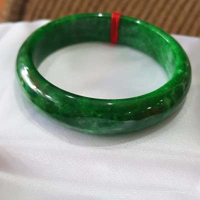 Vòng Tay Đá cẩm thạch Bản HEST I 52mm Xanh Sơn Thủy Đậm bóng đẹp Size 52mm x cao 13mm x dầy 7mm Nữ mệnh Thủy Mộc 51kg - 55kg đeo ạ