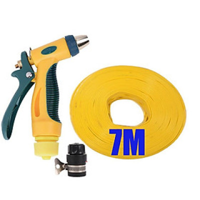 Bộ dây vòi xịt nước rửa xe,tưới cây tăng áp 3 lần 7-10m (nối nhựa đen 713-2)