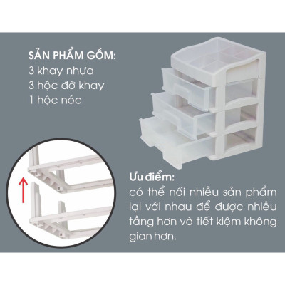 Kệ Đựng Mỹ Phẩm , Đồ Trang Điểm Trong Suốt 4 Tầng 9 Ngăn , Có Ngăn Kéo Bền Đẹp - Hàng Chính Hãng 