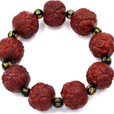 Vòng tay chuỗi hạt hoa sen gỗ trắc đỏ HSDCT36