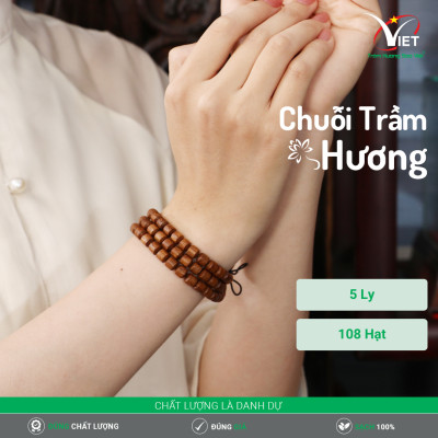 Chuỗi Trầm Thiên Nhiên Kiểu Đốt Trúc Hiện Đại Màu Chocolate- Có Thể Đeo Như Dây Chuyền Rất Đẹp