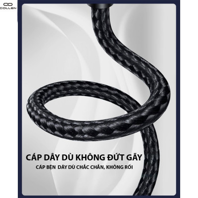 Cáp Sạc Nhanh Collen, Tích Hợp Tai Nghe Đầu Ngang Gaming, Chống Đứt, Chống Rối, dành cho iPhone XS max/11/11 Pro max ( Màu ngẫu nhiên ) - Hàng Chính Hãng