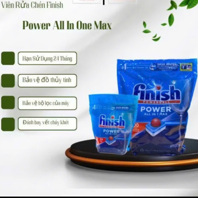 Túi 24 viên rửa chén Finish All in 1 Max (10x tính năng - Dành cho máy rửa chén)
