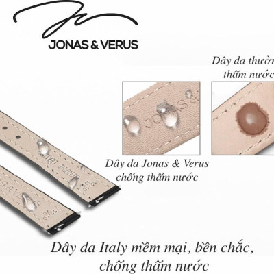 Đồng hồ đeo tay Nữ hiệu JONAS & VERUS X01856-Q3.PPWDWY, Máy Pin (Quartz), Kính sapphire chống trầy xước, Dây Da Italy