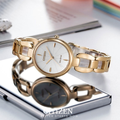 Đồng Hồ Nữ Citizen Dây Thép Không Gỉ EM0423-81A - Mặt Trắng (Sapphire)